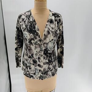 Escada Floral floral cardigan sweater virgin wool blend silk button front
